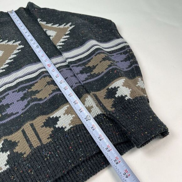 Vintage Bonjour International Y2K Grandpa Pullover Sweater L Aztec Boho Western - Picture 7 of 10